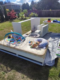 Yard sale with Twin Mattress with White Bed Frame