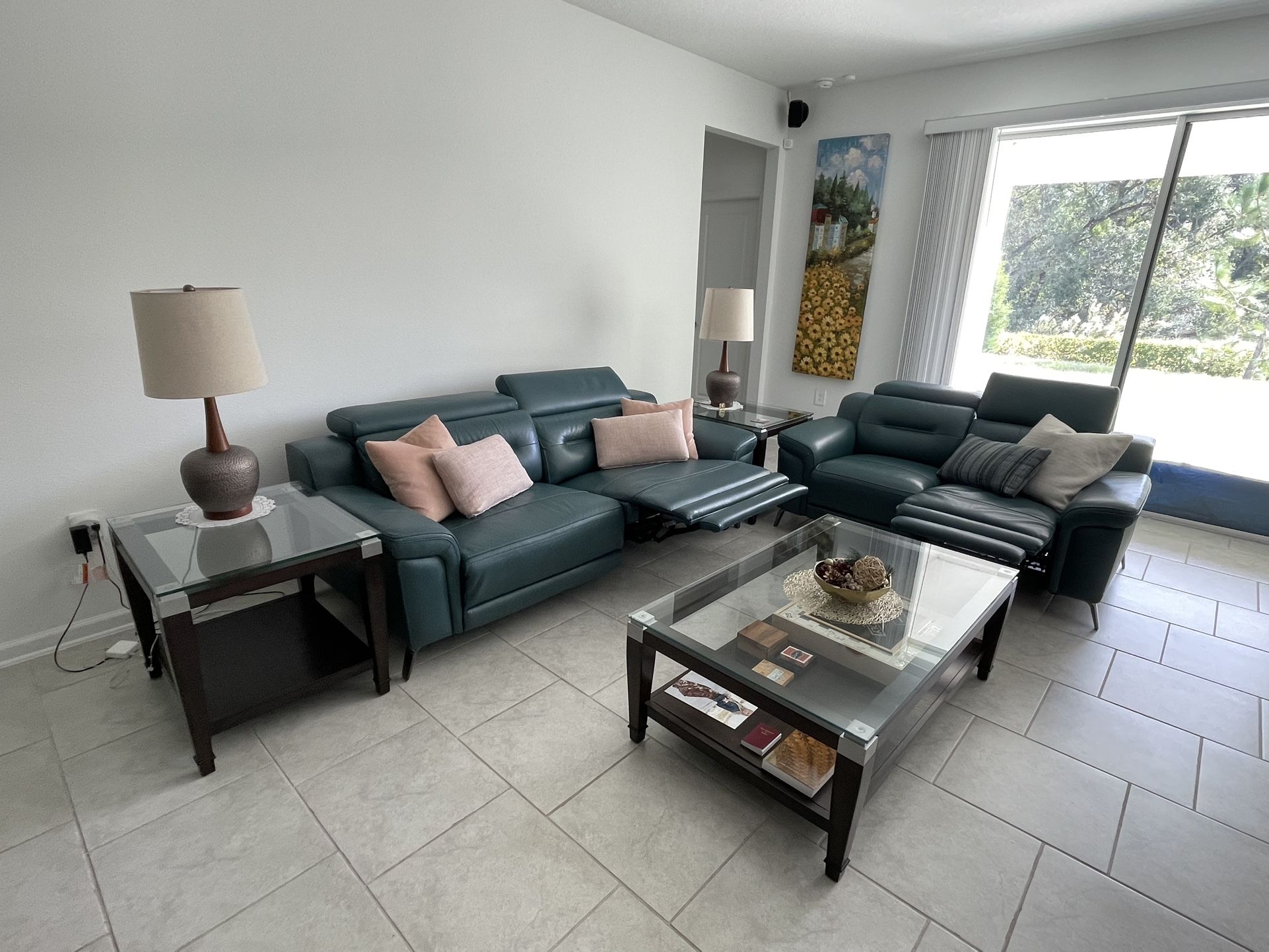 Leather Dual Power Reclining Sofas & Tables