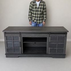 New In Box 59x16x27.5 Inch Tall TV Television Entertainment Center Stand Cabinet With Adjustable Shelf Sliding Glass Doors 