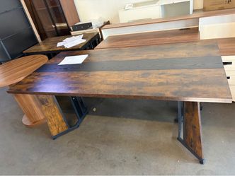 70.9''W ,Rectangular Large Dining Table, Marble Grain Waterproof Large Desk for 8 People, Deluxe Family Dining Table ,Brown