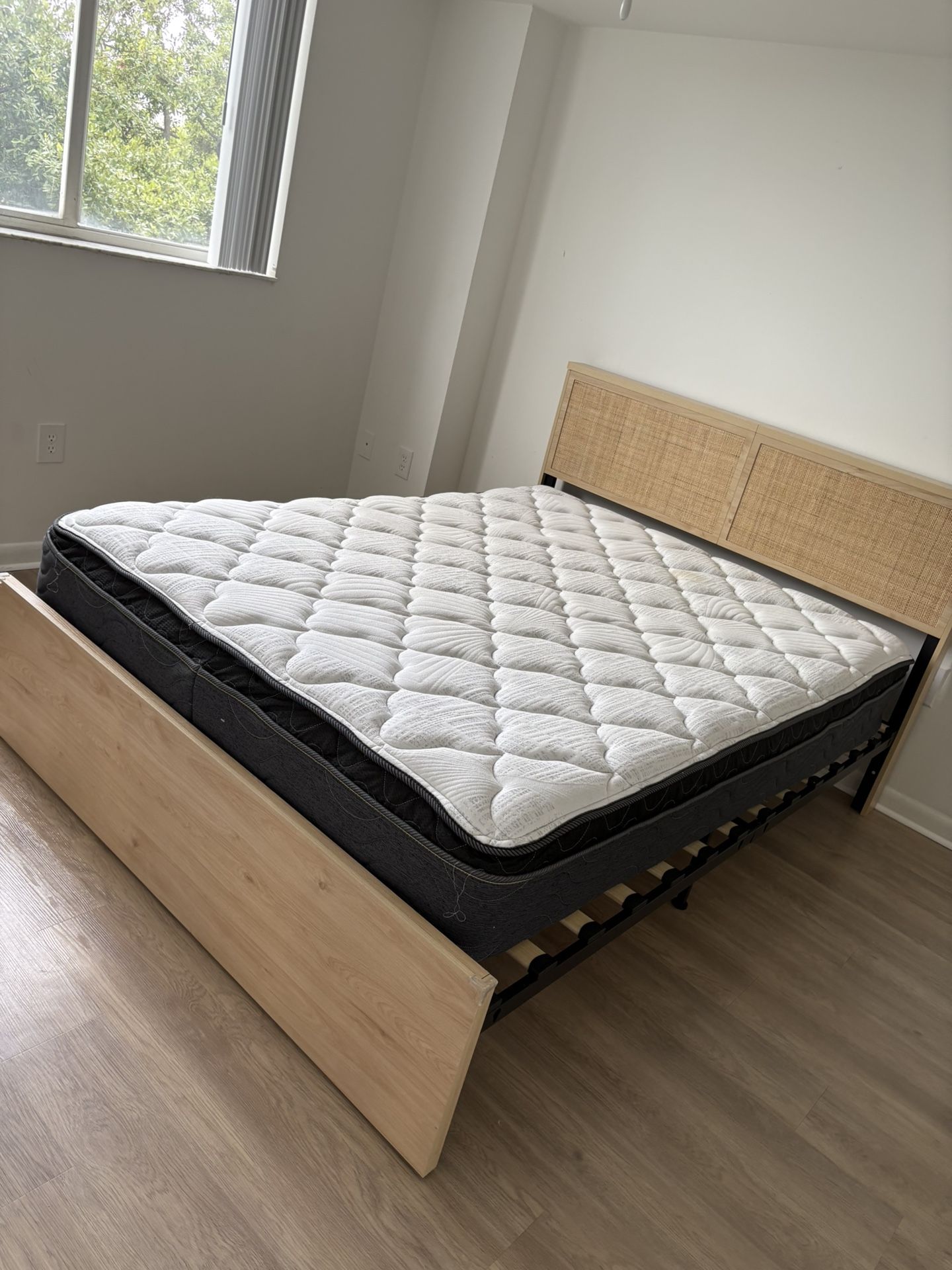 Queen bed frame and mattress