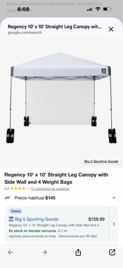 Regency 10' x 10' Straight Leg Canopy with Side Wall and 4 Weight Bags