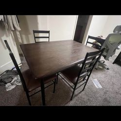 Brand New Dining Room Set W/ 4 Seats, Walnut And Black