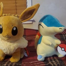 Eevee And Cyndaquil Pokemon Giant Plush