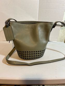 Vintage Coach Bleecker Grommets Mini Duffle Leather Bag-Olive Green-$85 CASH