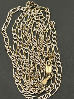 14 K Diamonds Cut Figaro Chain 