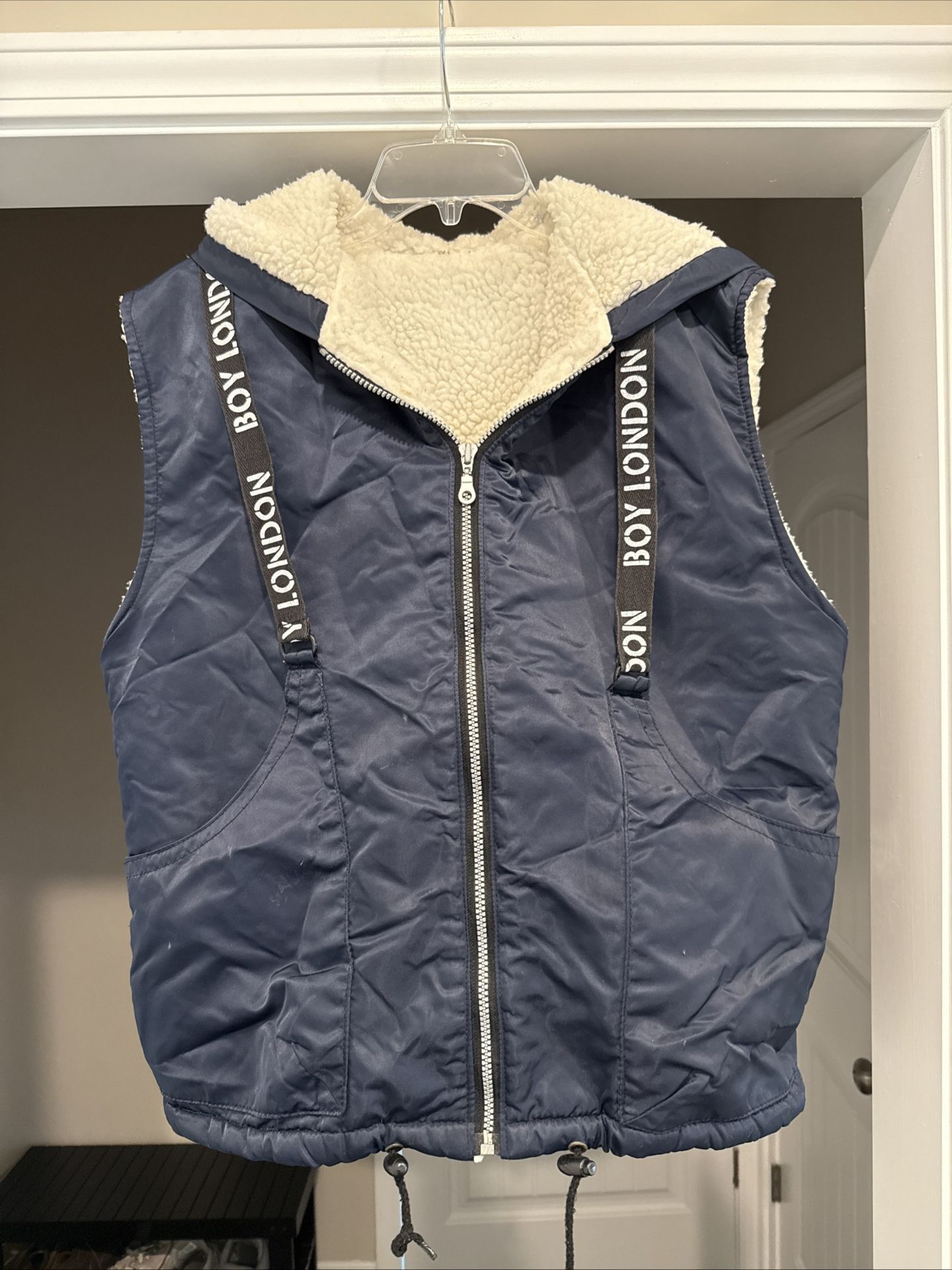 London Boy Zip-Up Puffer Vest Jacket, Large Blue - Unixex