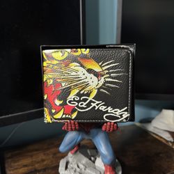 Ed Hardy Mens Tiger Bifold Wallet Multiple Card Slots ID Window & Valet Tray New