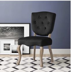 Two Modway Array - Aged wood dining chair from French vintage style velvet in black