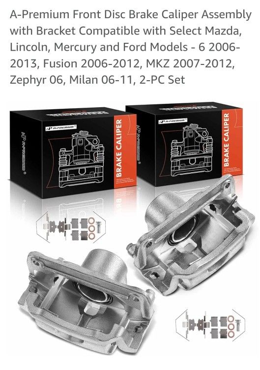 Front Disc Brake Caliper
Bracket Kit Compatible with Select Mazda, Lincoln, Mercury and Ford Models - 6 2006-2013, Fusion 2006-2012, MKZ 2007-2012, Z