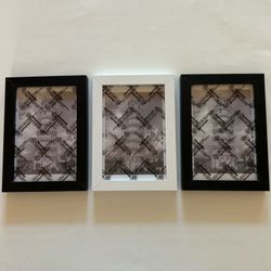 Lot Of 3 Pictures Frames; 4x6”; Vertical/Horizontal; Black &White