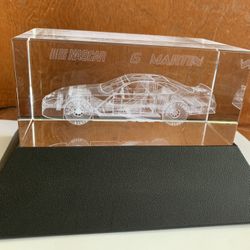 Mark Martin # 6 Electric Light Up Etched 3D Crystal Glass With Base  