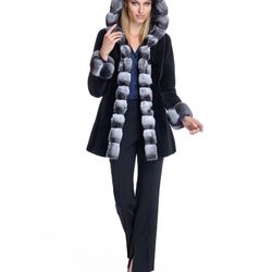 Authentic Luxury Mink Coat with Genuine Chinchilla Trim — NEW With Tag Retail Price: $10,995