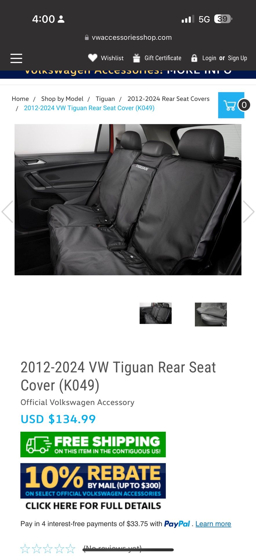 VW Tiguan Seat Covers 2012-2024