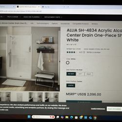 MAAX  ALLIA 4834. Acrylic Alcove Shower 