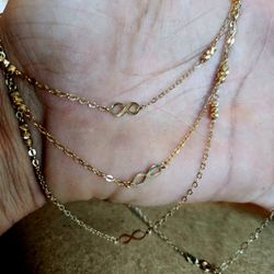 Womans Beautiful 14kt Gold Multi Layer Infiniti Chain