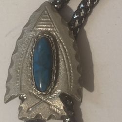 Vintage Bolo Tie Turquoise Arrowhead Design