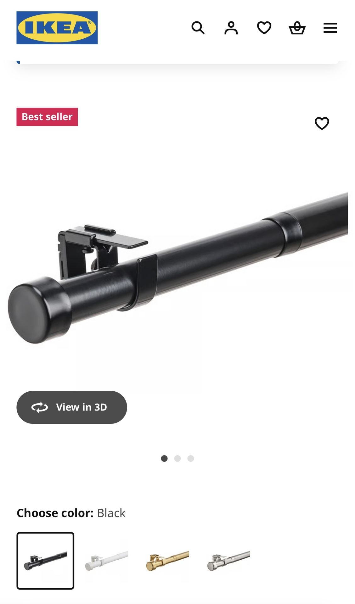BEKRÄFTA 3 Curtain rod set, black, 47 ¼-82 ¾ 1 1/8 "