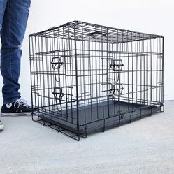$40 (New) Folding 30” dog cage 2-door folding pet crate kennel w/ tray 30”x18”x20”