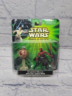 Star Wars Power of the Jedi Darth Maul w/ Sith Attack Droid Action Figure 2001