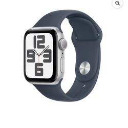 Apple Watch SE (2nd Gen) [GPS 40mm] Smartwatch with Silver Aluminum Case and Storm Blue Sport Band - S/M