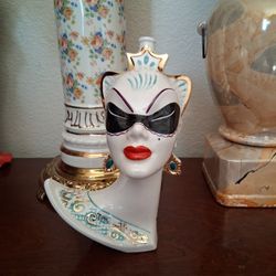 Vintage MCM Scheherazade Lady Head Wine Decanter