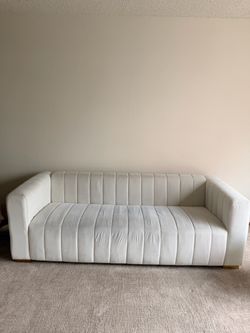 White Channel Tufted Modern Sofa