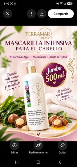 Mascarilla intensiva para el cabello  con extractos de Argan y óleo