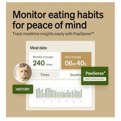 RFID Automatic Cat Feeder, Personalized Meals Activated by Collar Tag, Programmable Wi-Fi 5G and 2.4G Food Dispenser with Cat Recognition and Tracking