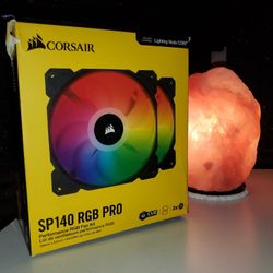 Corsair iCUE SP140 RGB Pro Performance 140mm Dual Fan Kit with Lighting Node Core.
