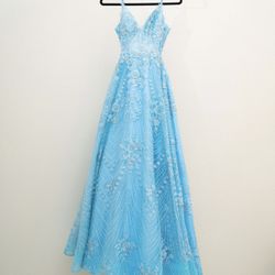 Light Blue With Silver Quinceañera Dress