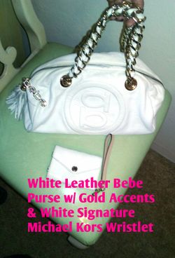 White Leather Bebe Purse & Michael Kors Wristlet