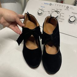 Black Velvet Pin Up Bow Heels Women’s 8.5