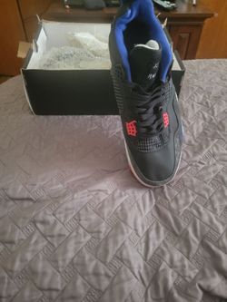 Air Jordan 4 Sneakers Black Blue Red Size 13