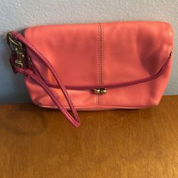 Coach Pink Leather Fold over Clutch