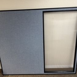 Office Partition Panel | Blue Fabric & Translucent Top