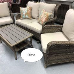 Outdoor Loveseat and 2 Chairs With Coffee Table//Home Furniture 