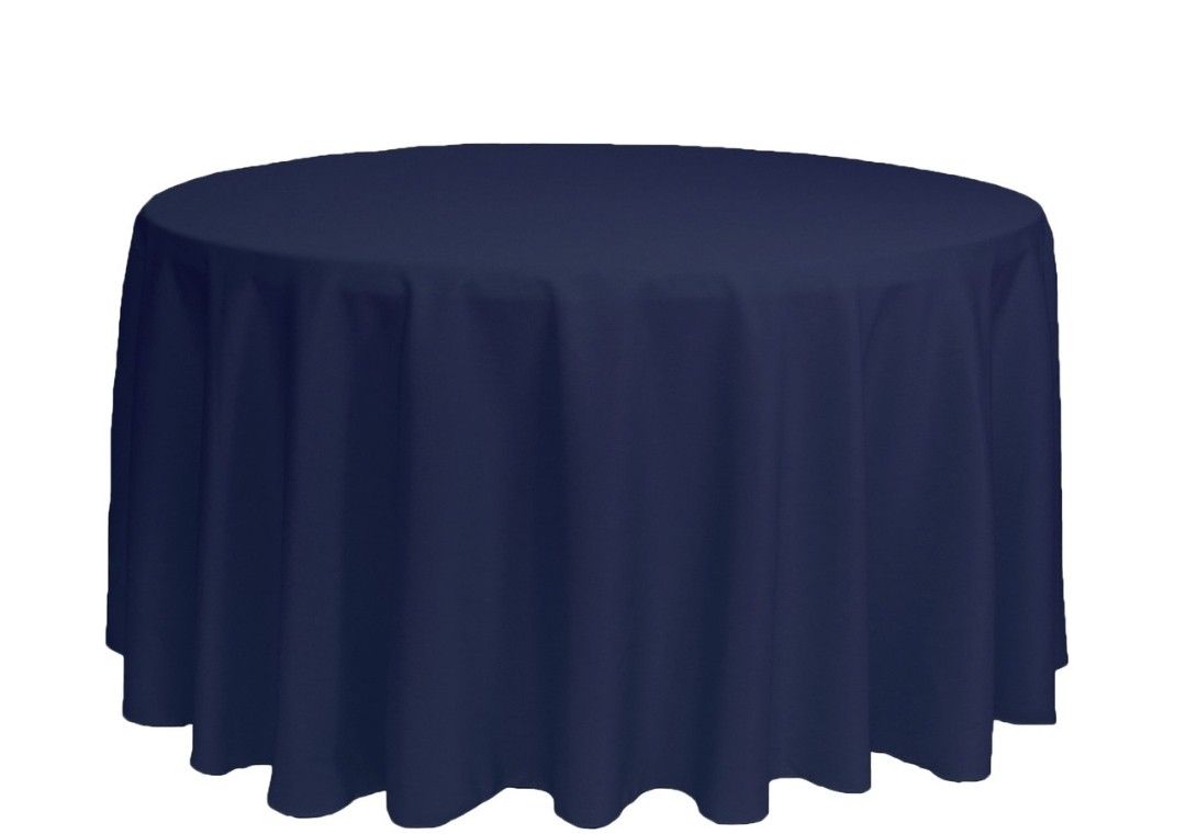 120 Inch Round Polyester Tablecloth Navy Blue $10