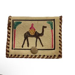 Vintage leather hand tooled Casablanca camel wallet tourist souvenir soft