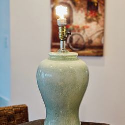 Vintage Celadon Porcelain Vase Lamp