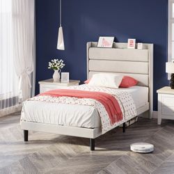 Modern Upholstered Twin XL Storage Bed Frame with Headboard