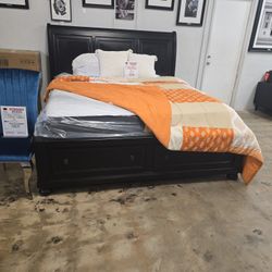 King Storage Bed Black