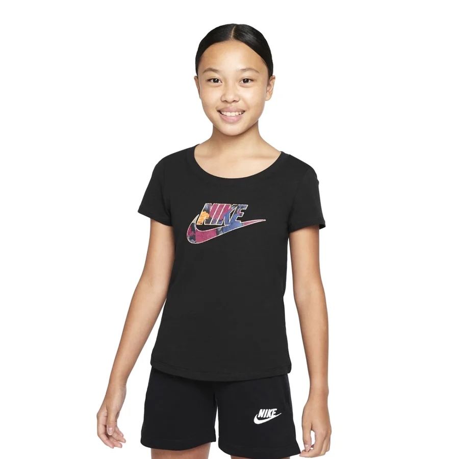 NEW Nike Sportswear Girls XL Floral Futura Scoop Tee - Black (DO1320-010)