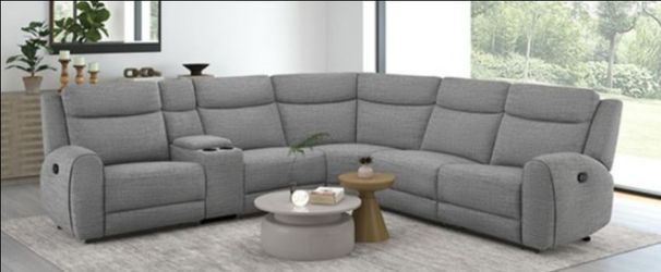 Brand New Grey Super Plush Reclining Sectional Sofa