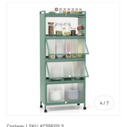 5-Tier Kitchen Baker's Rack with Flip-up PC Doors-Green
