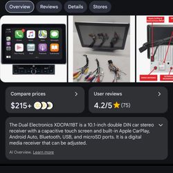 Dual Electronics Xdcpa11bt 10.1 inch Double DIN Car Stereo Receiver with Apple CarPlay, Android Auto and Built-in Bluetooth