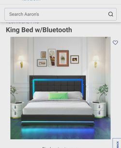 King bed/with build in blue tooth speaker button tucked head board with lights as soon in picture sheets not included