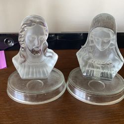 Vintage Viking Glass Jesus And Mary 