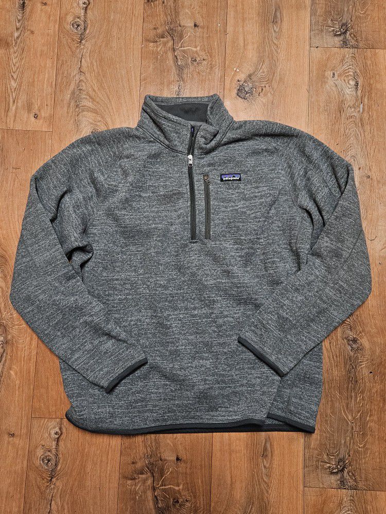 Mens Patagonia XL Pullover Fleece Lined Better Sweater Gray 1/4 Zip Polyester