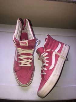 Vans sk8 pink suede high tops with zippers